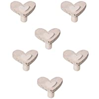 Los mejores  - 6 Un. Pomo TIRADOR Mueble BEBÉ corazón madera arena SHABBY CHIC 54x46MM para cajón cómoda y armario